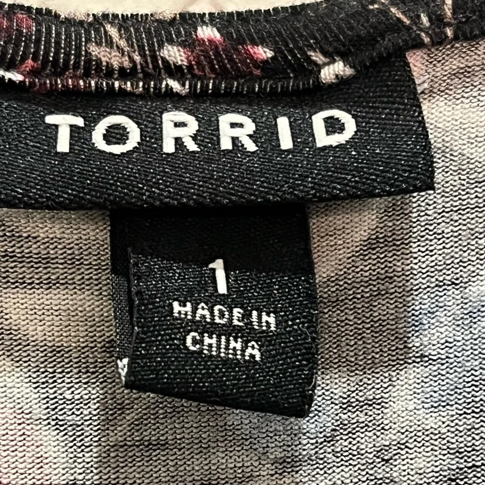 Torrid Black Xl/1 Floral Mini Jersey Wrap Dress